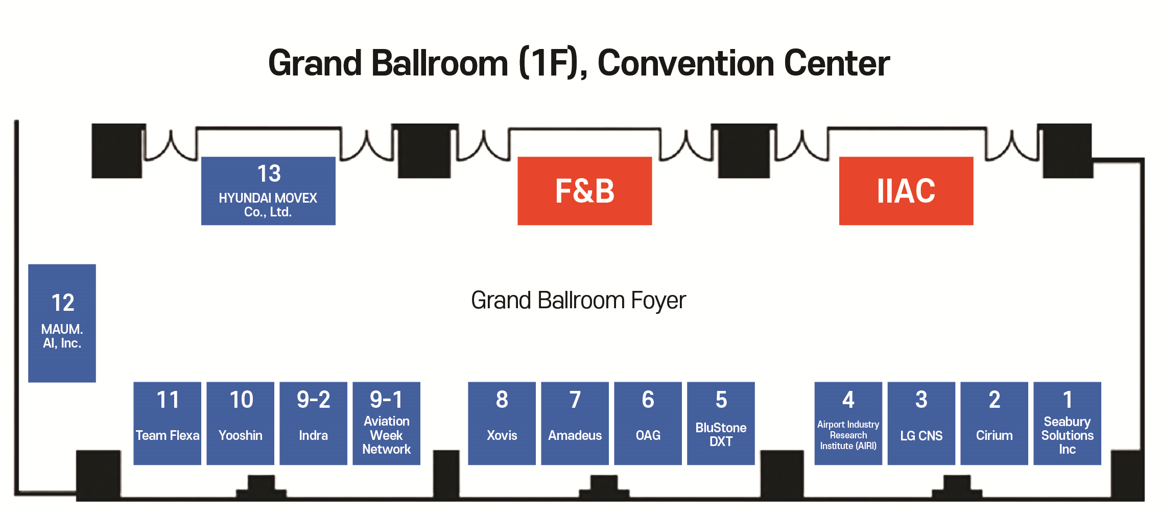 Exhibition Hall Layout — Grand Ballroom (1F), Convention Center 전시 배치도